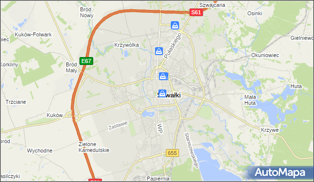 mapa Suwałk, Suwałki na mapie Targeo