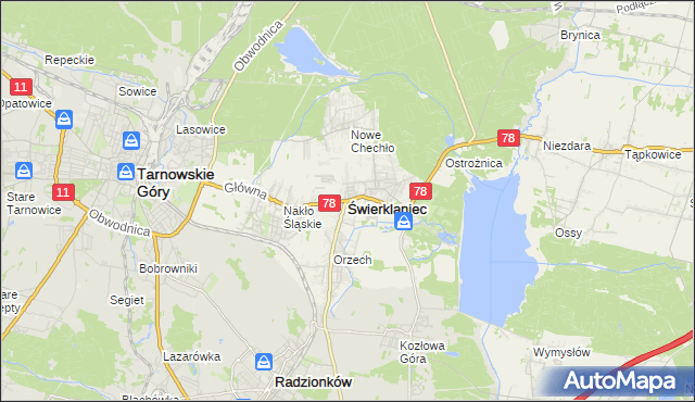 mapa Świerklaniec, Świerklaniec na mapie Targeo