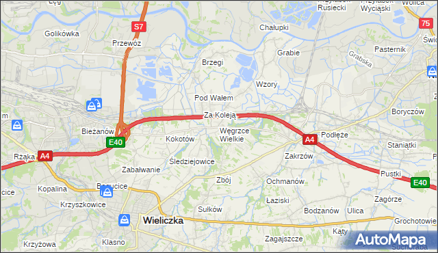 mapa Węgrzce Wielkie, Węgrzce Wielkie na mapie Targeo