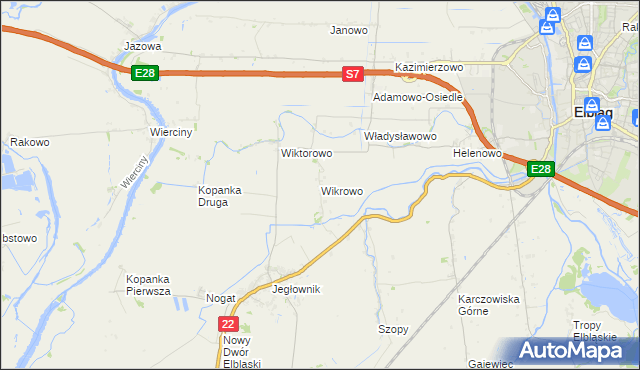mapa Wikrowo gmina Gronowo Elbląskie, Wikrowo gmina Gronowo Elbląskie na mapie Targeo