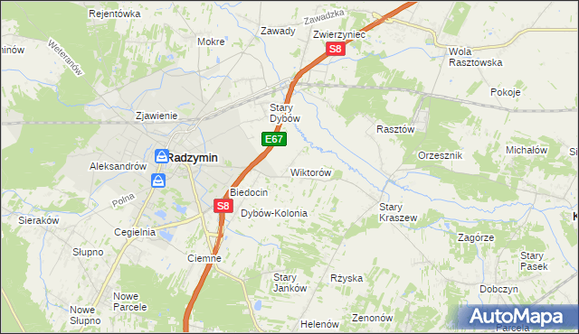 mapa Wiktorów gmina Radzymin, Wiktorów gmina Radzymin na mapie Targeo