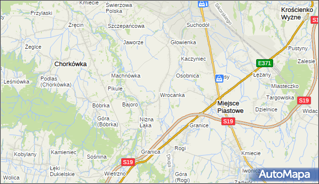 mapa Wrocanka gmina Miejsce Piastowe, Wrocanka gmina Miejsce Piastowe na mapie Targeo