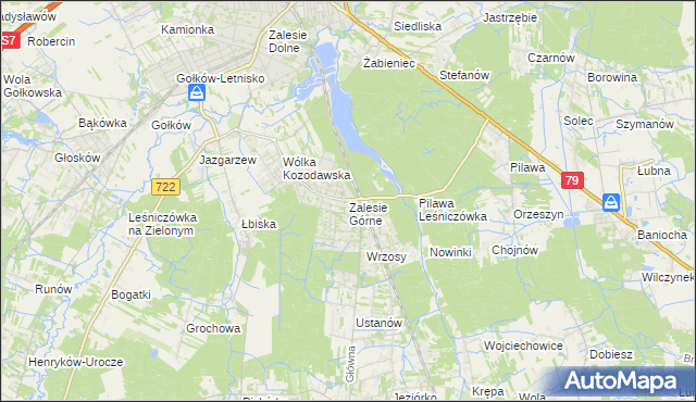 mapa Zalesie Górne, Zalesie Górne na mapie Targeo