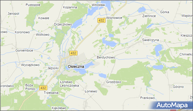mapa Berdychowo gmina Osieczna, Berdychowo gmina Osieczna na mapie Targeo