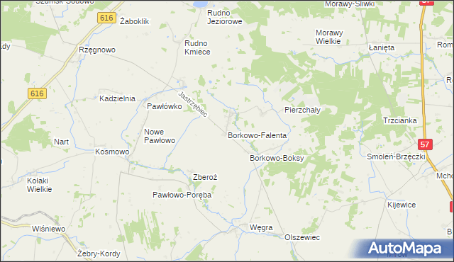 mapa Borkowo-Falenta, Borkowo-Falenta na mapie Targeo