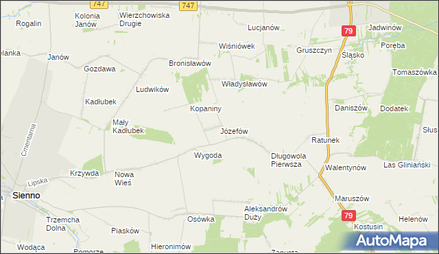 mapa Józefów gmina Lipsko, Józefów gmina Lipsko na mapie Targeo