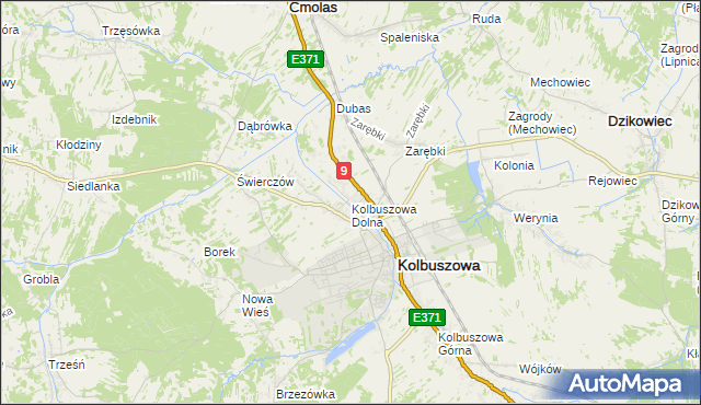 mapa Kolbuszowa Dolna, Kolbuszowa Dolna na mapie Targeo