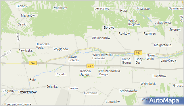 mapa Wierzchowiska Pierwsze gmina Sienno, Wierzchowiska Pierwsze gmina Sienno na mapie Targeo