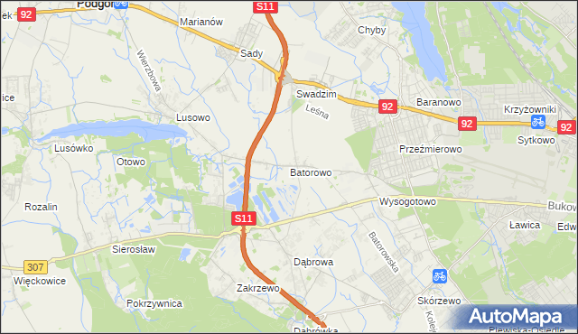mapa Batorowo gmina Tarnowo Podgórne, Batorowo gmina Tarnowo Podgórne na mapie Targeo