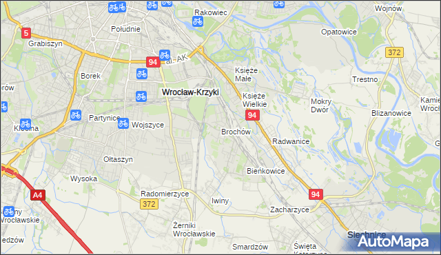 mapa Brochów gmina Wrocław, Brochów gmina Wrocław na mapie Targeo