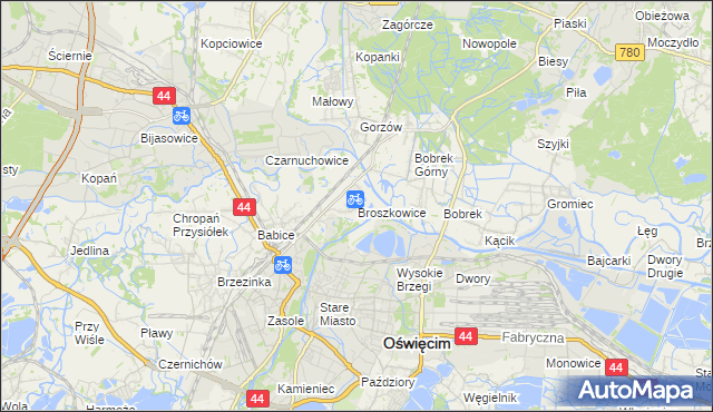 mapa Broszkowice, Broszkowice na mapie Targeo