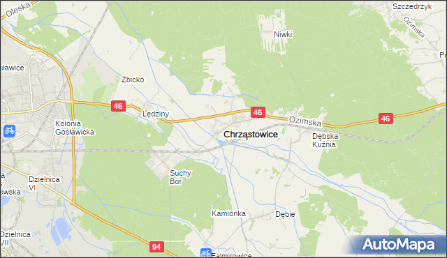 mapa Chrząstowice powiat opolski, Chrząstowice powiat opolski na mapie Targeo