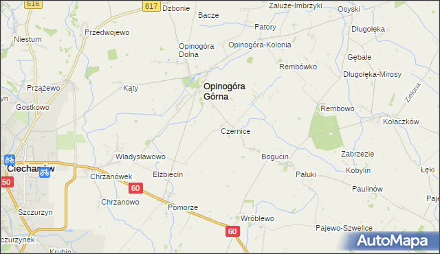 mapa Czernice gmina Opinogóra Górna, Czernice gmina Opinogóra Górna na mapie Targeo