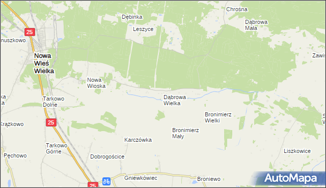 mapa Dąbrowa Wielka gmina Nowa Wieś Wielka, Dąbrowa Wielka gmina Nowa Wieś Wielka na mapie Targeo