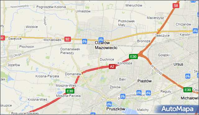 mapa Duchnice, Duchnice na mapie Targeo