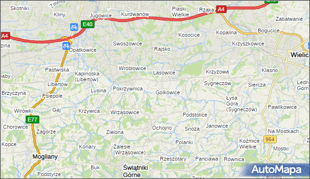 mapa Golkowice, Golkowice na mapie Targeo