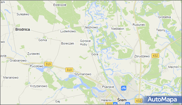 mapa Góra gmina Śrem, Góra gmina Śrem na mapie Targeo