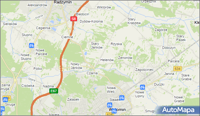 mapa Helenów gmina Wołomin, Helenów gmina Wołomin na mapie Targeo