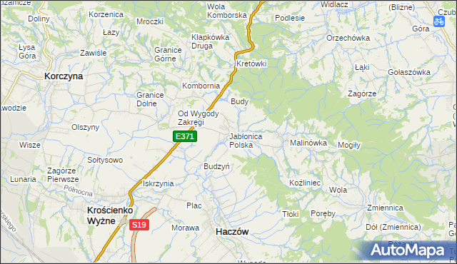 mapa Jabłonica Polska, Jabłonica Polska na mapie Targeo