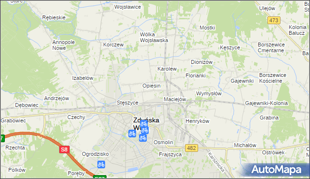 mapa Janiszewice, Janiszewice na mapie Targeo