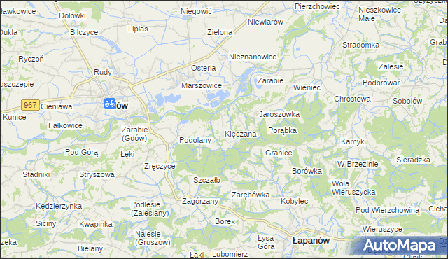 mapa Klęczana, Klęczana na mapie Targeo