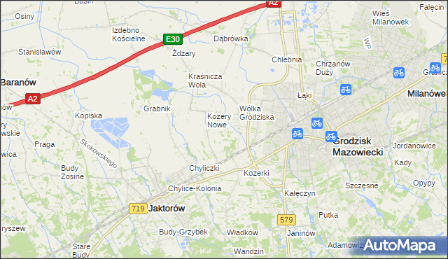 mapa Kozery, Kozery na mapie Targeo