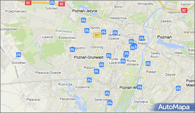 mapa Łazarz gmina Poznań, Łazarz gmina Poznań na mapie Targeo