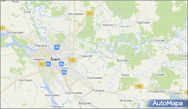 mapa Łęg gmina Śrem, Łęg gmina Śrem na mapie Targeo