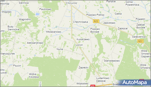 mapa Lorcin gmina Nasielsk, Lorcin gmina Nasielsk na mapie Targeo