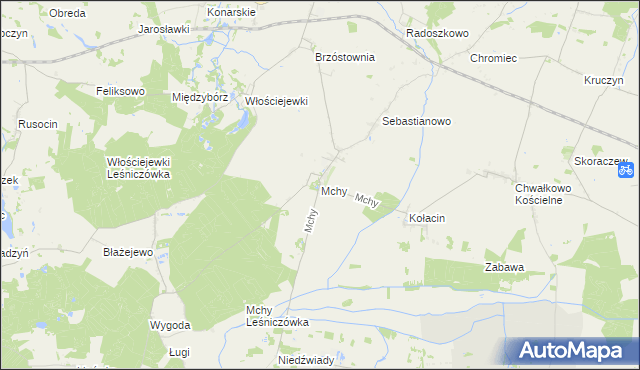 mapa Mchy gmina Książ Wielkopolski, Mchy gmina Książ Wielkopolski na mapie Targeo