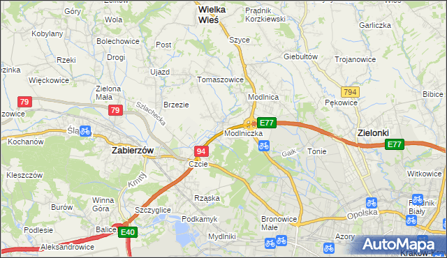 mapa Modlniczka, Modlniczka na mapie Targeo