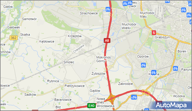 mapa Mokronos Górny, Mokronos Górny na mapie Targeo