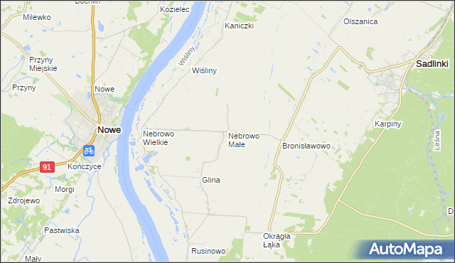 mapa Nebrowo Małe, Nebrowo Małe na mapie Targeo