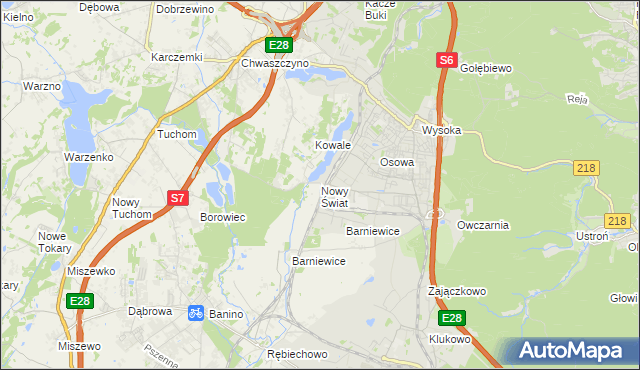 mapa Nowy Świat gmina Żukowo, Nowy Świat gmina Żukowo na mapie Targeo