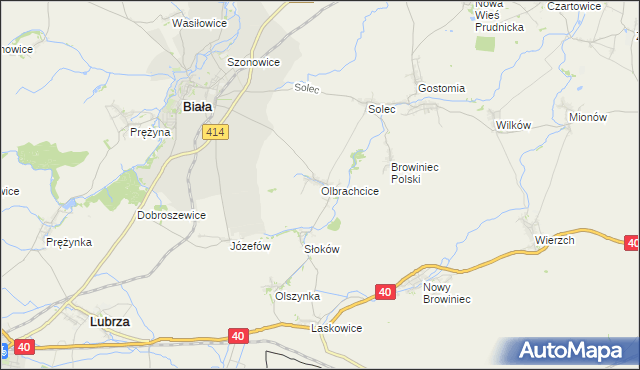 mapa Olbrachcice gmina Biała, Olbrachcice gmina Biała na mapie Targeo