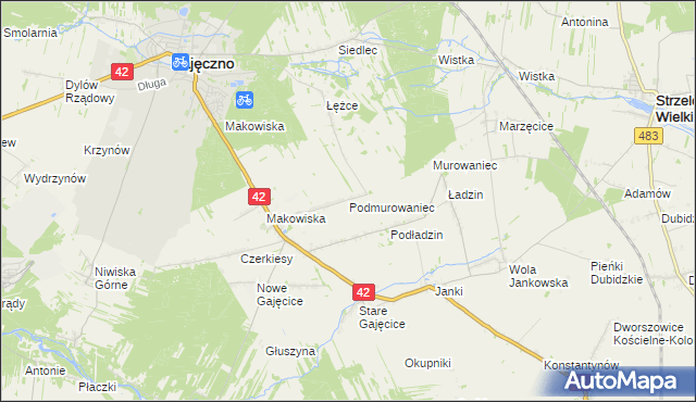 mapa Podmurowaniec, Podmurowaniec na mapie Targeo