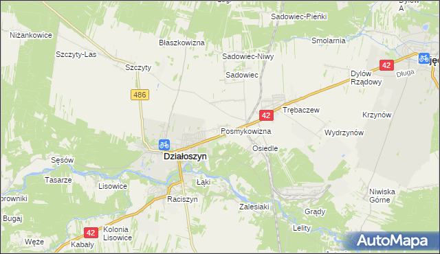 mapa Posmykowizna gmina Działoszyn, Posmykowizna gmina Działoszyn na mapie Targeo