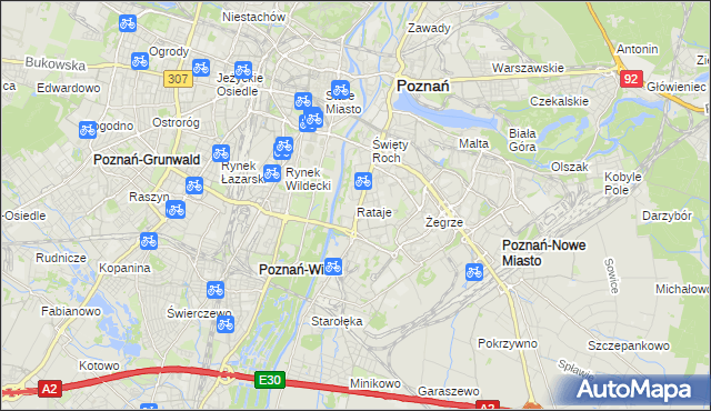 mapa Rataje gmina Poznań, Rataje gmina Poznań na mapie Targeo