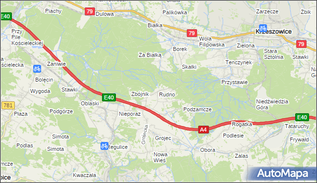 mapa Rudno gmina Krzeszowice, Rudno gmina Krzeszowice na mapie Targeo