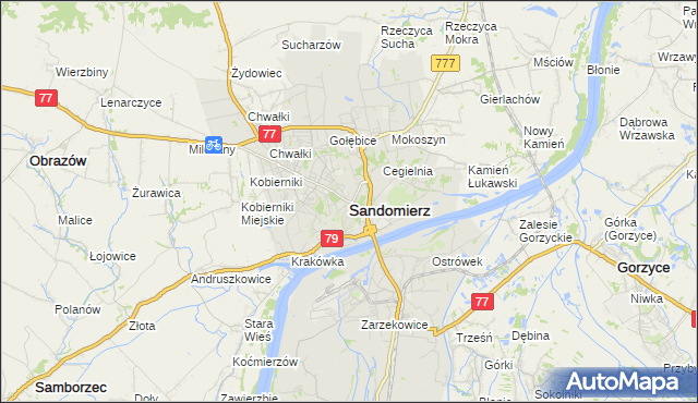 mapa Sandomierza, Sandomierz na mapie Targeo