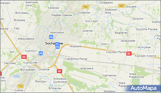 mapa Sochaczew-Wieś, Sochaczew-Wieś na mapie Targeo