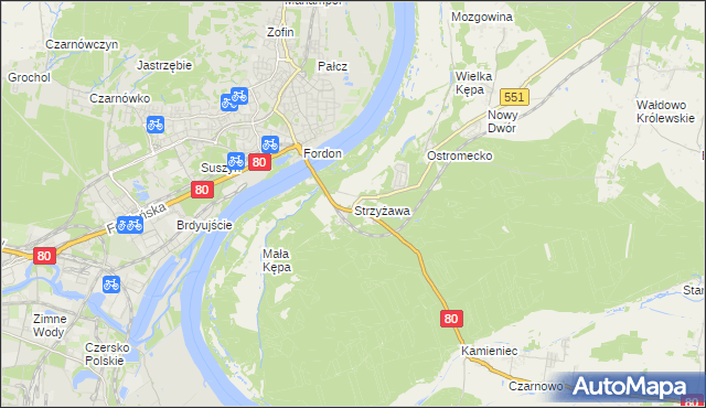 mapa Strzyżawa, Strzyżawa na mapie Targeo