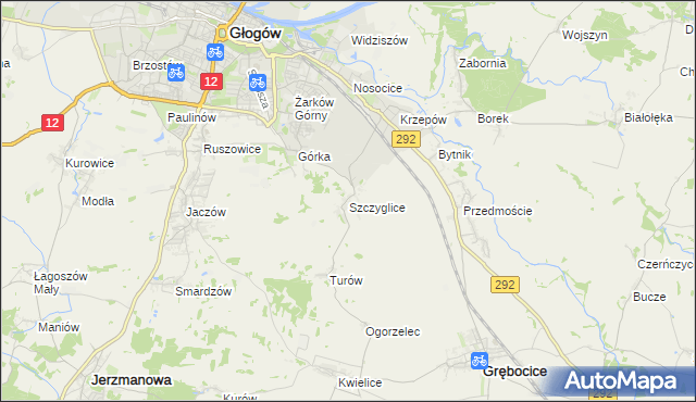 mapa Szczyglice gmina Głogów, Szczyglice gmina Głogów na mapie Targeo