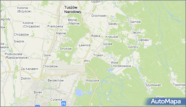 mapa Trześń gmina Mielec, Trześń gmina Mielec na mapie Targeo