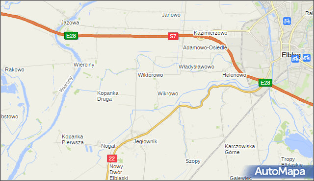 mapa Wikrowo gmina Gronowo Elbląskie, Wikrowo gmina Gronowo Elbląskie na mapie Targeo