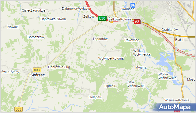 mapa Wołyńce-Kolonia, Wołyńce-Kolonia na mapie Targeo