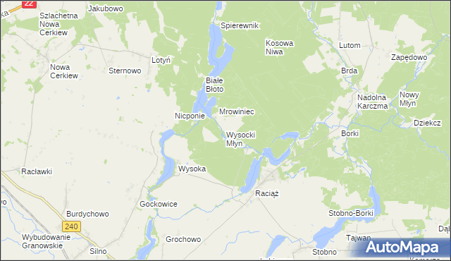mapa Wysocki Młyn, Wysocki Młyn na mapie Targeo