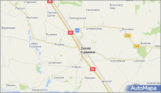 mapa Złotniki Kujawskie, Złotniki Kujawskie na mapie Targeo