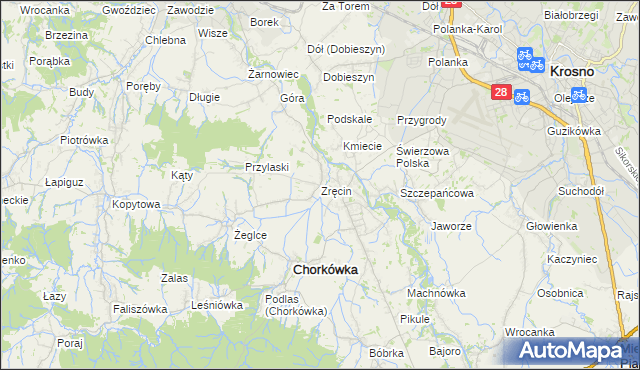 mapa Zręcin, Zręcin na mapie Targeo