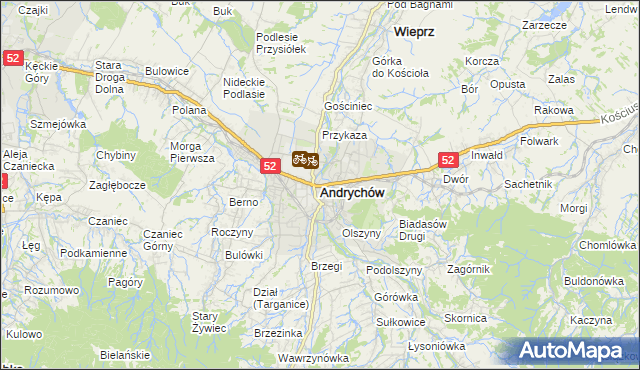 mapa Andrychów, Andrychów na mapie Targeo